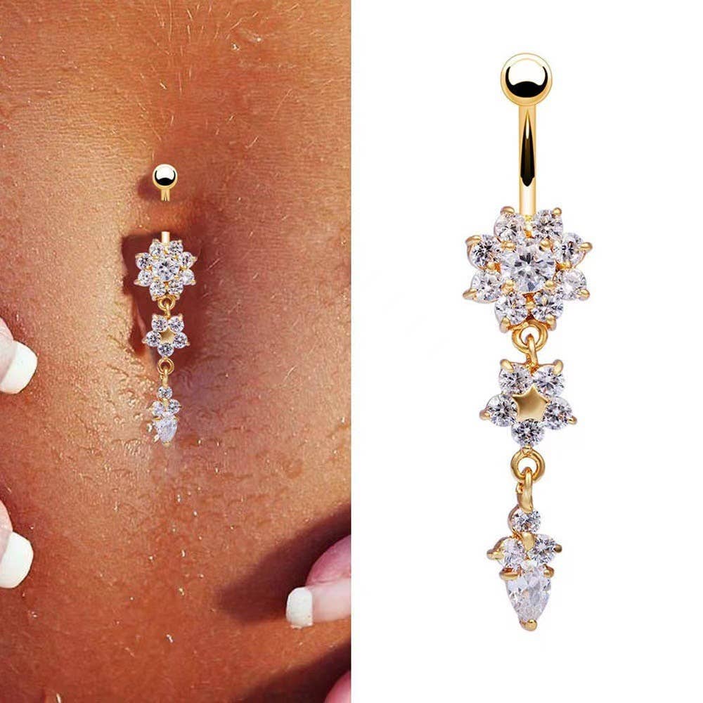 Gemscape UK - Wholesale Belly Ring - Stunning Flower Body Piercing with crystals11