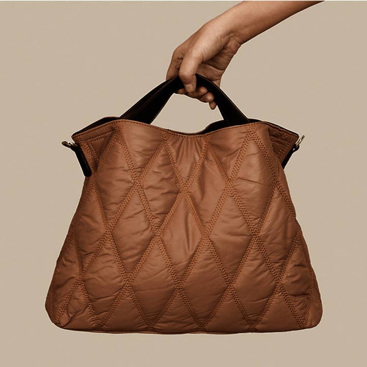 wandf - Wholesale Backpack - Women's - Diamond Quilted Down-Filled Solid Color Tote Bag for Travel8