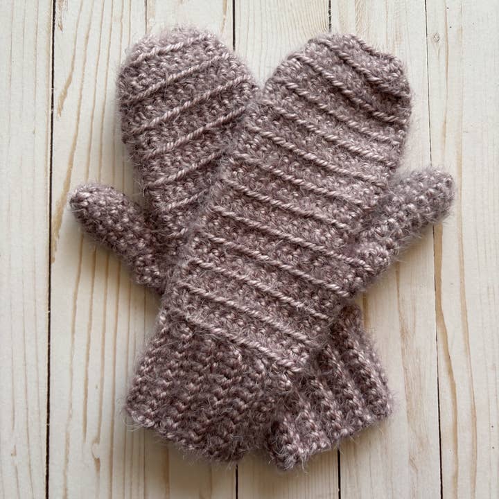 Lavender Handmade Crochet Mittens for wholesale by QuietJoy