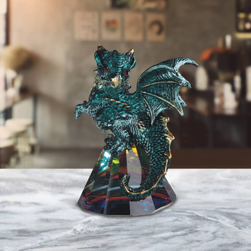 FC Design - Wholesale Decorative Figurine - 3.5"H Green Dragon Standing on Pyramid Glass Figurine Gifts0