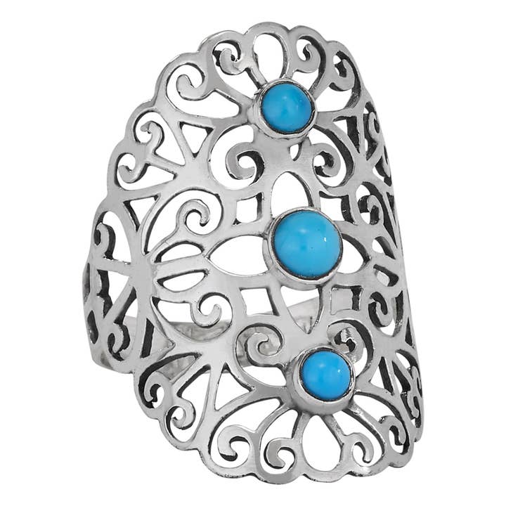 The More the Merrier Turquoise Sterling Silver Ring for wholesale by Tiger Mountain Jewelry