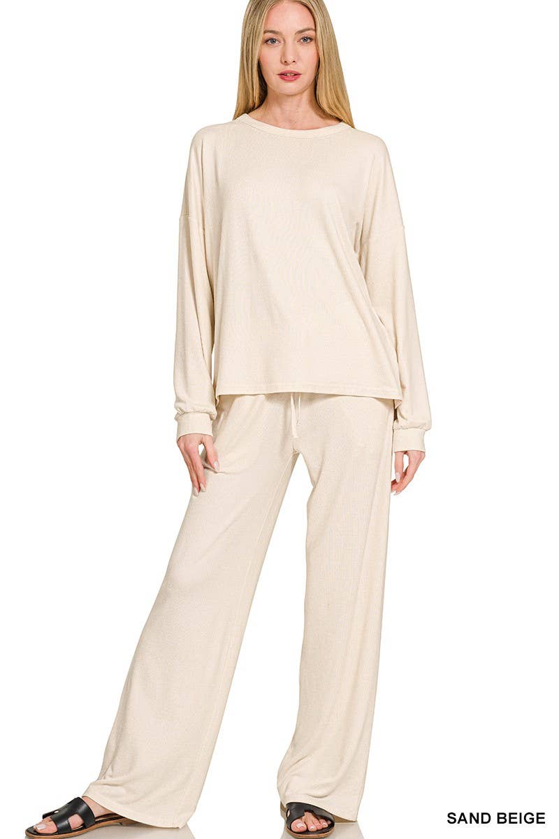 Vanilla Monkey - Vente Ensemble haut et pantalon (PAS d'intérieur) - Femme - Ensemble de tee-shirt à manches longues et pantalon en Hacci mélangé doux8