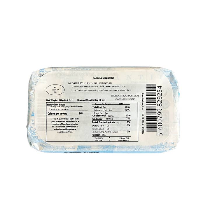 Tin Can Fish ( BELA, Cantara, Mar, Porthos, Varina ) - Wholesale Tinned Fish - MAR Brand Sardines in Brine - 6 Pack