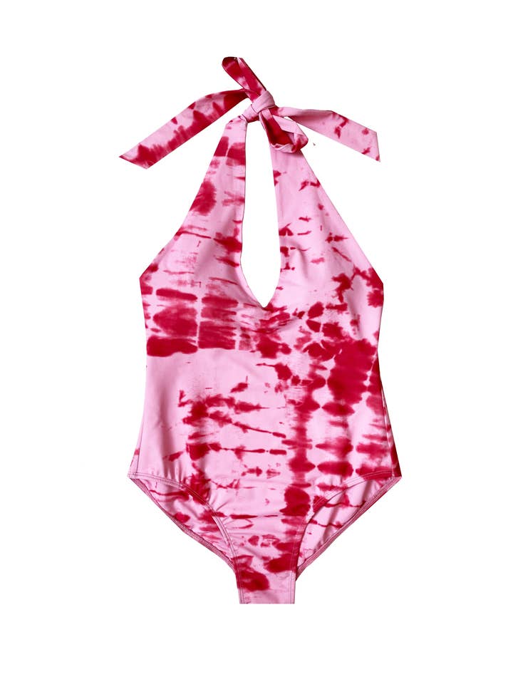 Maillot de bain une pièce Tie-Dye Deep Plunge pour la vente par Amita Naithani