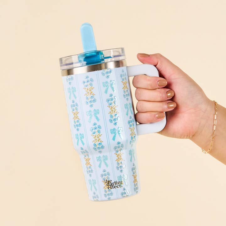 20 oz Lifestyle Flip Straw Tumbler-Oh So Fancy Blue for wholesale by The Darling Effect
