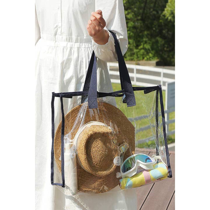 Black Outline Clear PVC Storage Tote Bag for wholesale on Faire