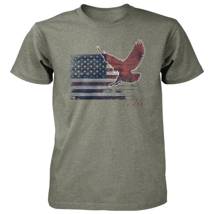 Eagle Distress Flag - 4.5 oz Cotton T-Shirt for wholesale by American Traditions