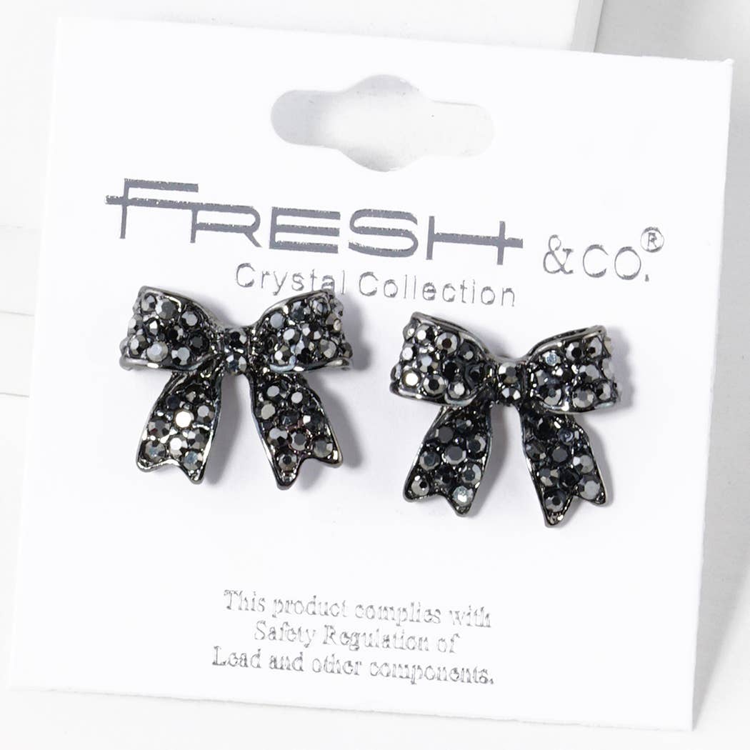 Fashion City - Wholesale Stud/Post Earrings - Rhinestone Bow Shape Post Earrings5