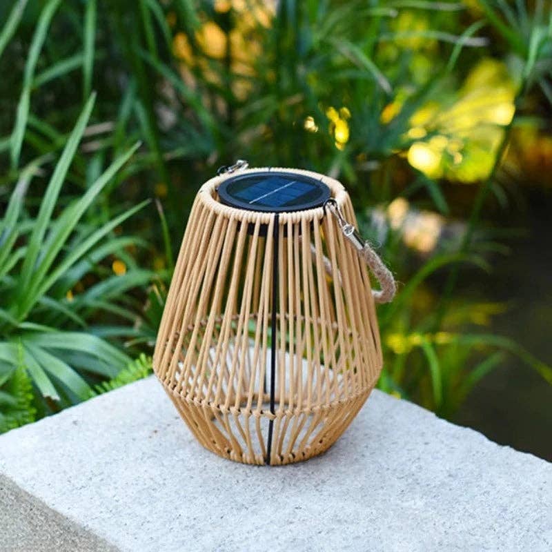 Kiyo Home - Wholesale Lantern - Solar Rattan Lanterns (Set of 2) | Outdoor Wicker Lantern3