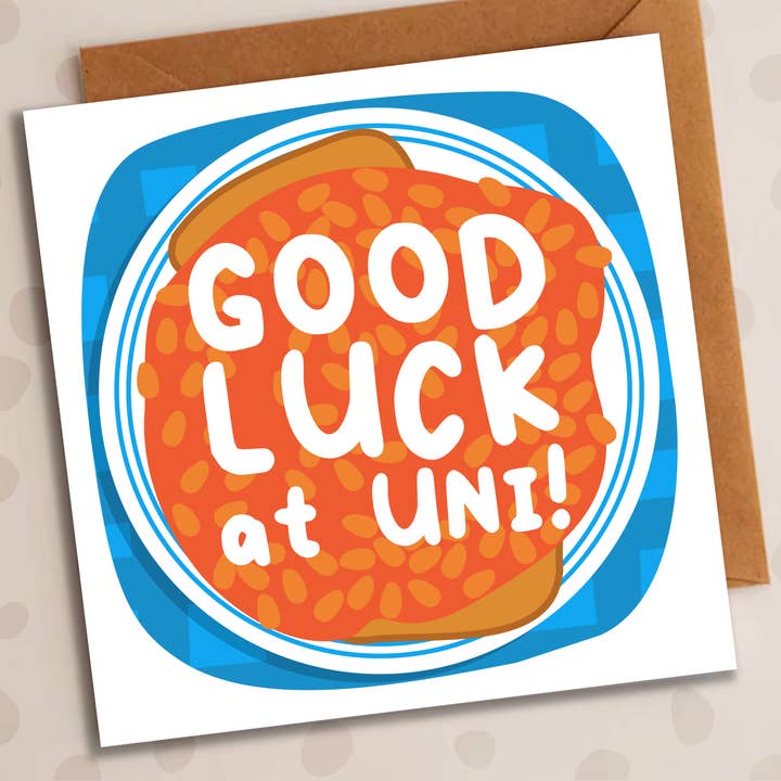Good Luck Card – Baked Beans | University Student Card for wholesale by Studio Arca