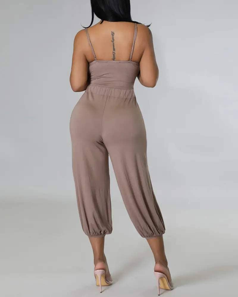 Queen Fashion - Wholesale Top & Skirt Set - Women's - drawstring spaghetti strap top harem pants set6