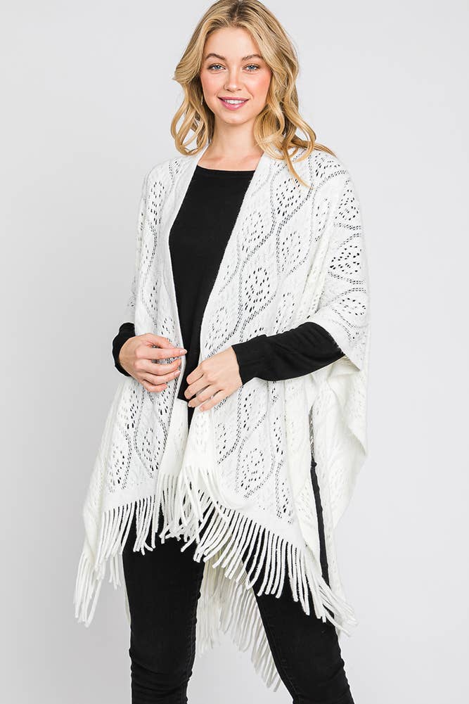 Hana - Wholesale Cardigan - Dames - Paisley Pattern Fringe Ruana3