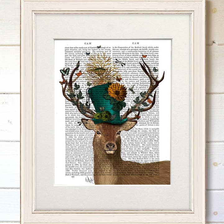 FabFunky Ltd – wholesale Art print – Mad Hatter Deer, Book Print / Art Print / Wall Art