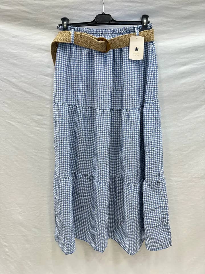 Mimi & Gogo - Wholesale Skirt - Women's - Gingham Cotton Skirt @3409_JuVichyGaze11