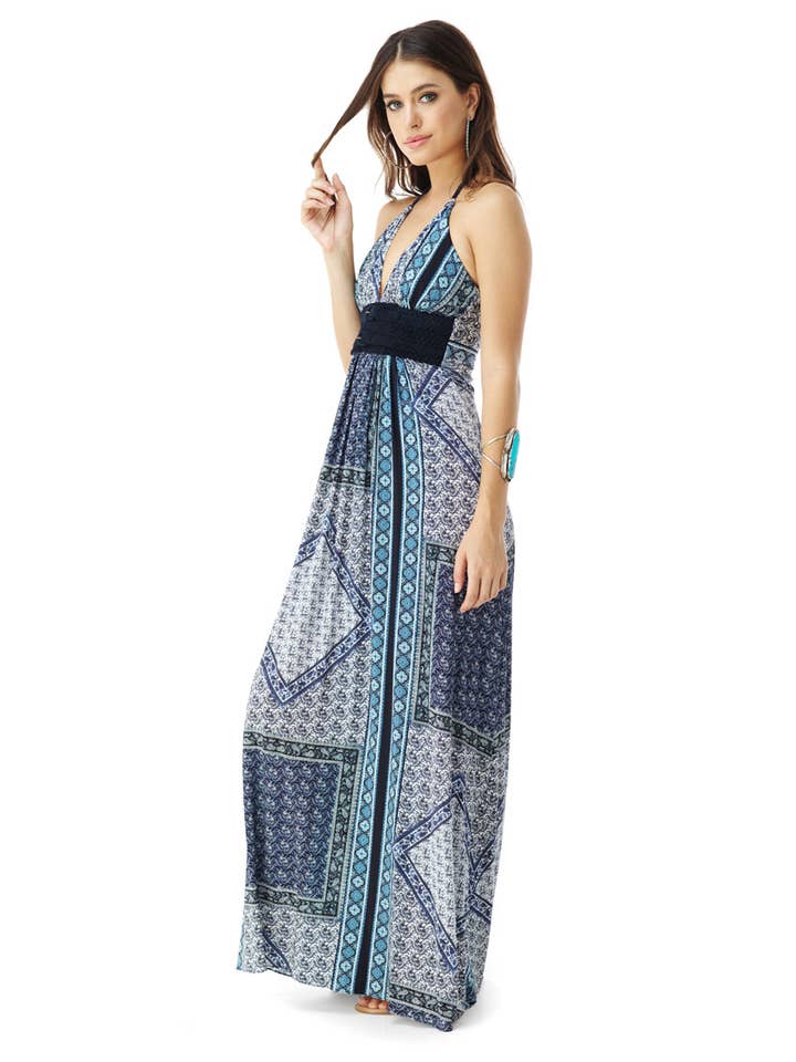 Truidy
Blue Printed Maxi Dress for wholesale on Faire
