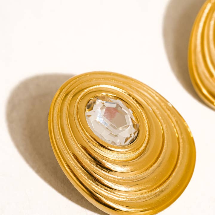 Dorée 18K Gold Non-Tarnish Oval CZ Stud for wholesale on Faire3