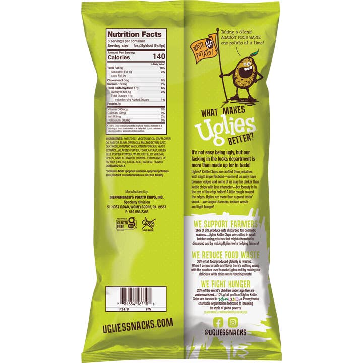 Uglies Kettle Chips - Wholesale Chips - Uglies 6oz Jalapeno Kettle Cooked Potato Chips