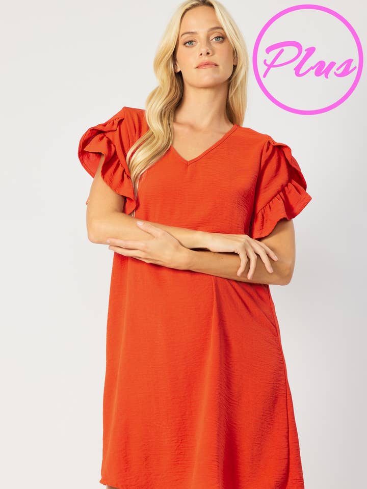 SD4183-PLUS - SOLID V NECK AIR FLOW SHIFT DRESS for wholesale by FSL Apparel