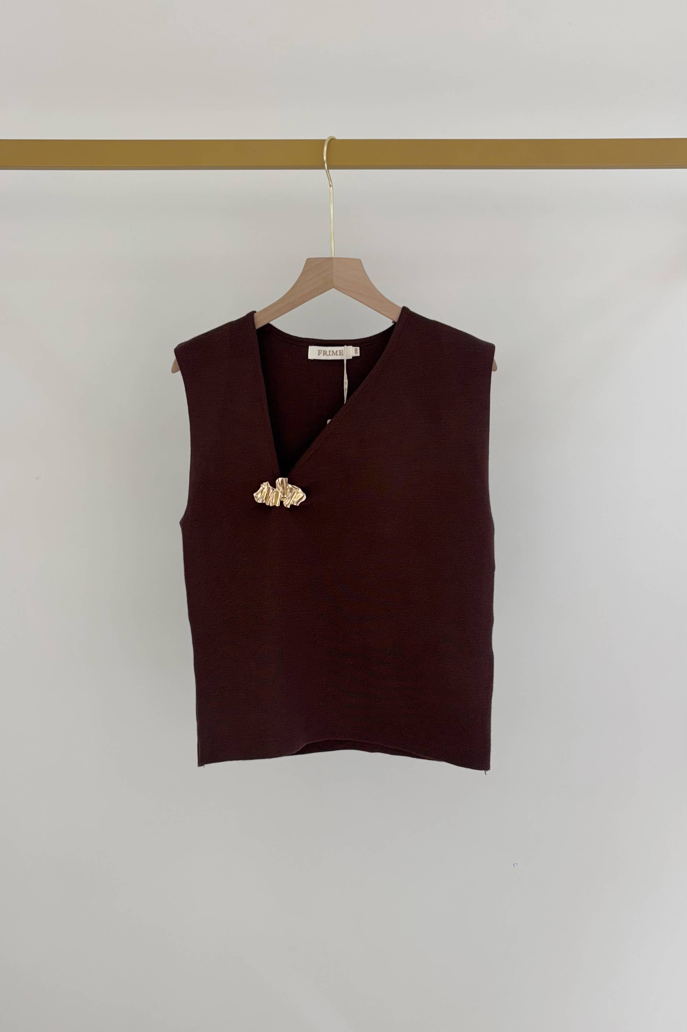 Frime - Vente Chemisier – femme - Top sans manches avec détail doré - 26438