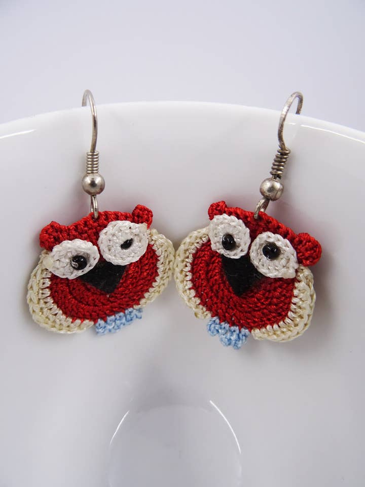 Crochet Owl Earrings for wholesale by Meli Design