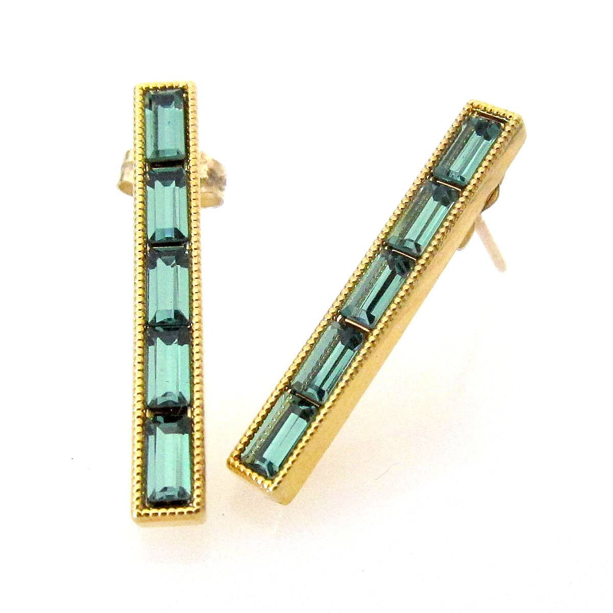 Jessica Elliot Jewelry - Wholesale Stud/Post Earrings - JE Classic Collection Long baguette studs with Swarovski Crystal1