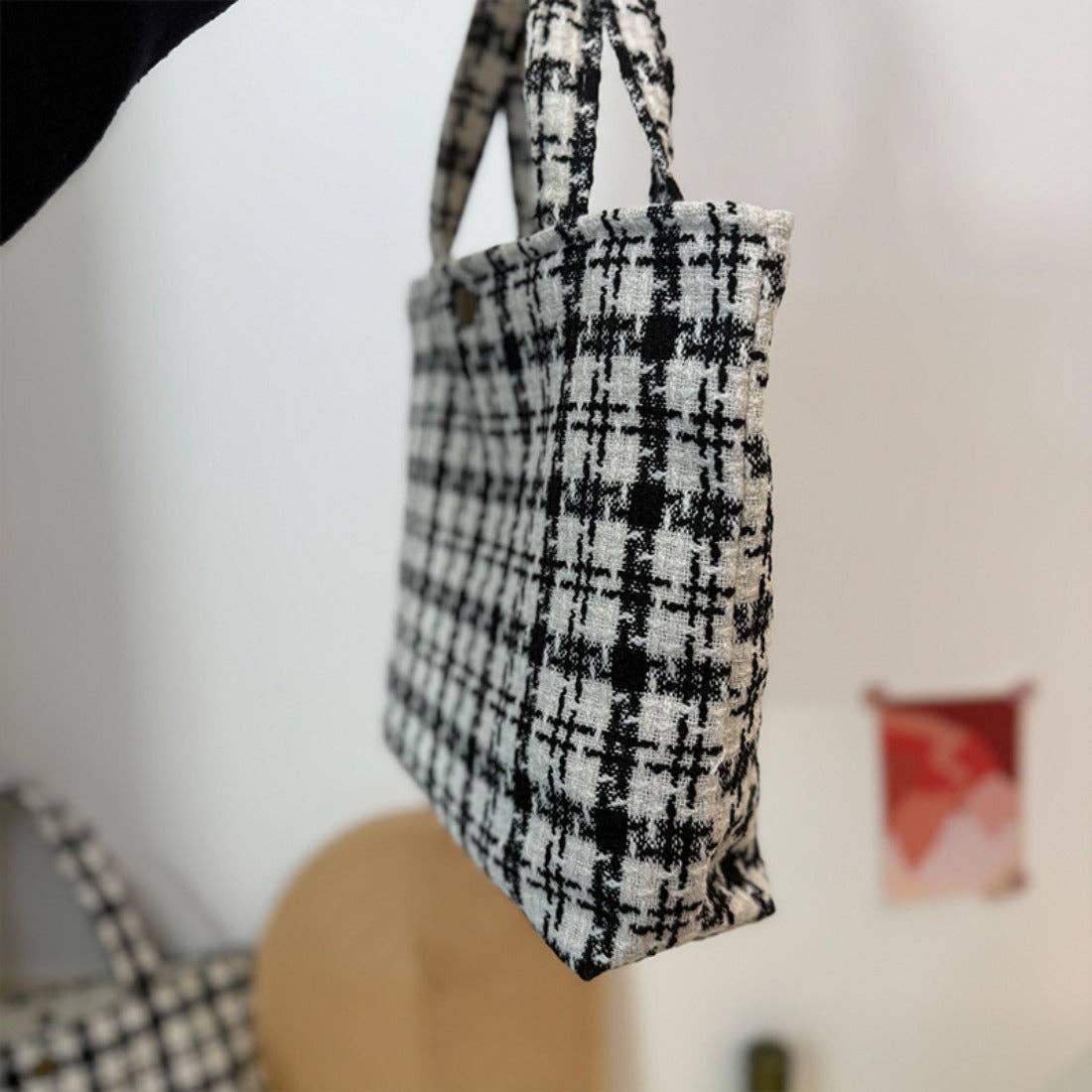 Funkyrel® Atzbranding Limited - Wholesale Tote Bag - Women's - Cosbai - Minimalist Black & White Checkered Tote Bag1
