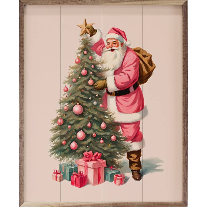 Pink Santa With Christmas Tree White for wholesale by Kendrick Home