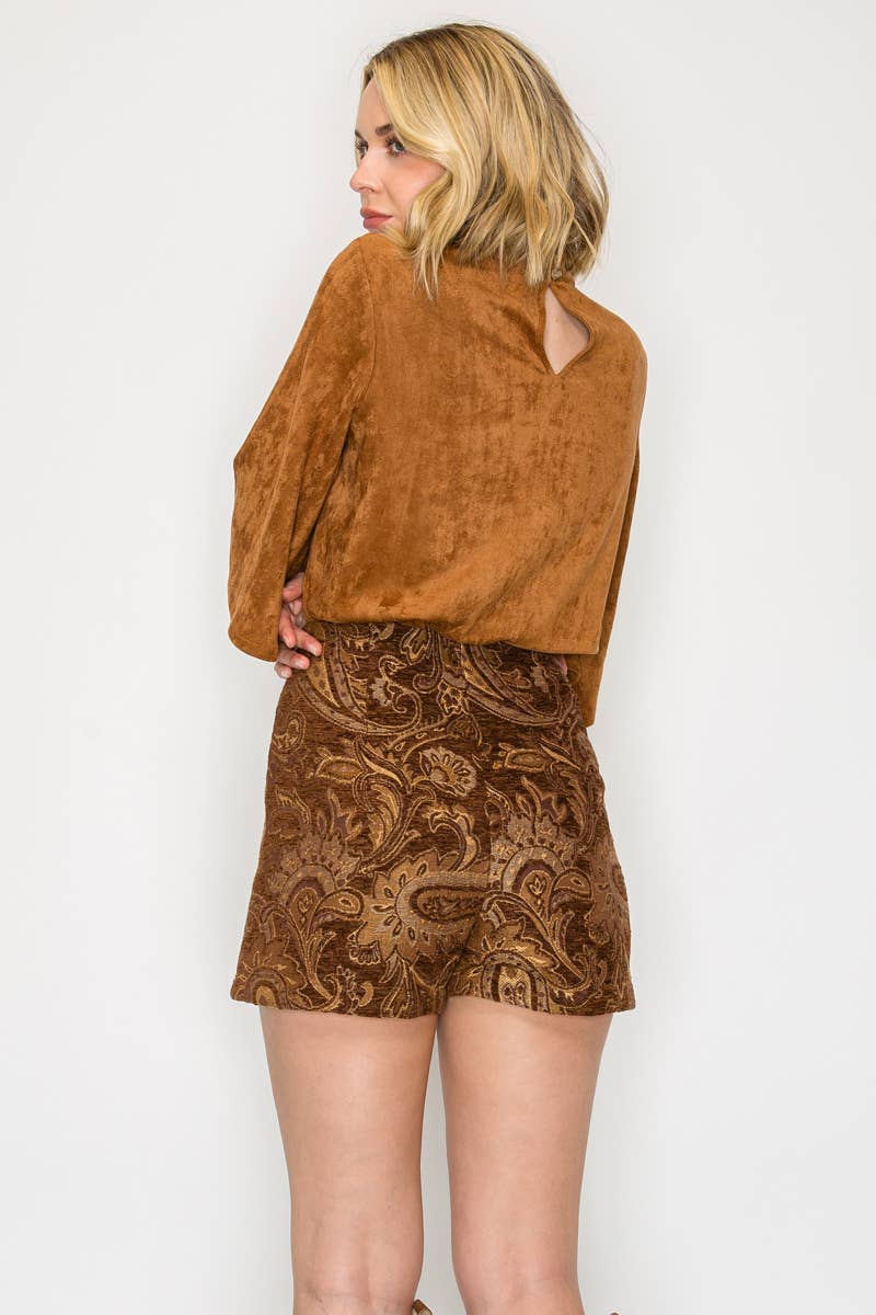 LoveWednesday - Wholesale Shorts - Women's - Love Story Brown Paisley Skort - LWP134610