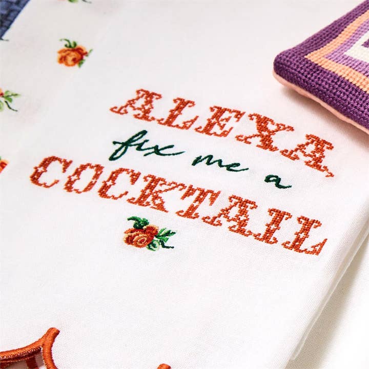 Boyar Gifts for Two's Company - Wholesale Tea Towel - Alexa Cocktail | Cross Stitch Dish Towels | Set of 22