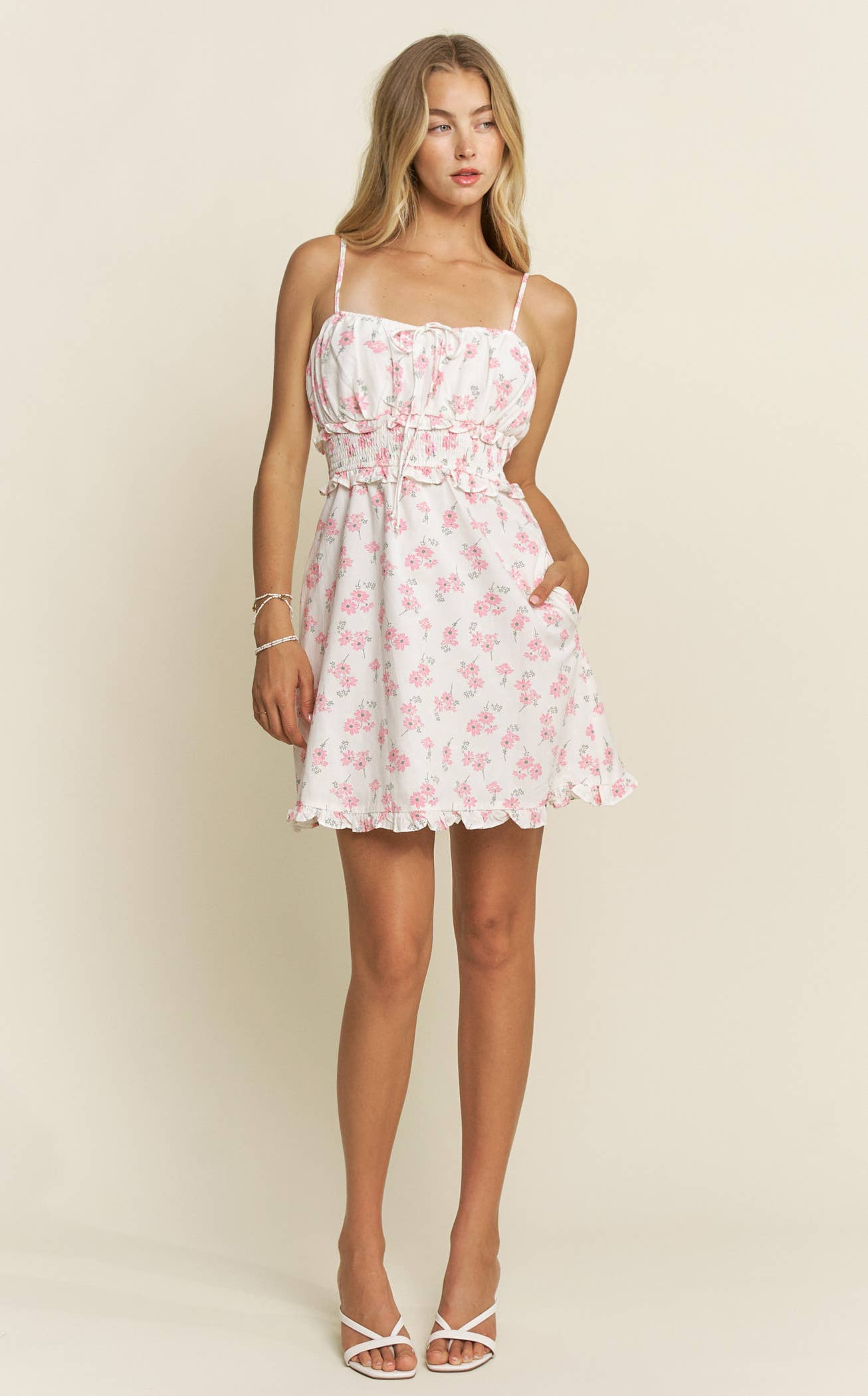 Floral Print Ruffle Detailed Waist Dress - HD0140 for wholesale on Faire2