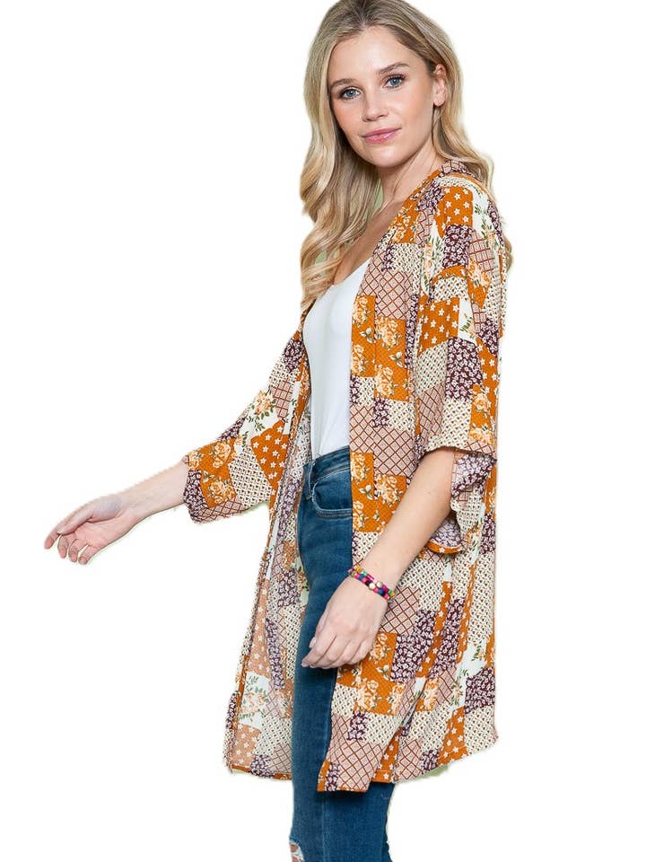 Justin & Taylor - Wholesale Kimono - Women's - Country Patchwork - Spring Time Kimono Cover-Up Top1