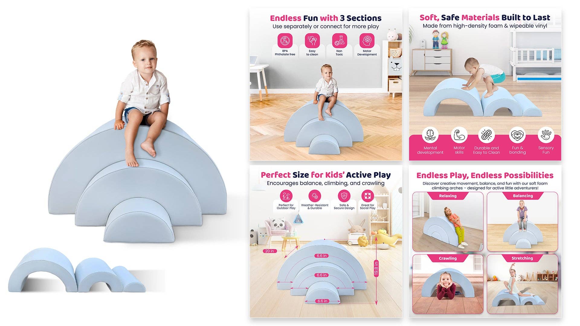 TQ FURNITURE – wholesale Toy set – Kids – Soft Play 3-Sections Rainbow Bridge0