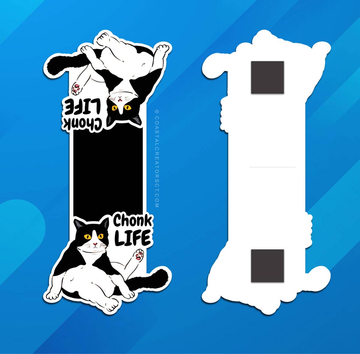 Coastal Creators of Connecticut - Wholesale Bookmark - Chonk Life Fat Cat Reversible Magnetic Bookmark (Packaged)2