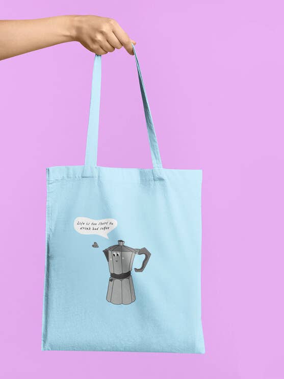 Het leven is te kort om slechte koffie te drinken Biologische blauwe kleur voor wholesale door boki