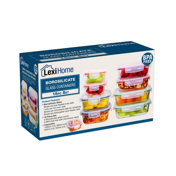 Lexi Home - Wholesale Food Storage Container - Premium Glass Food Containers with Snap Lock Lids, 16 Piece9