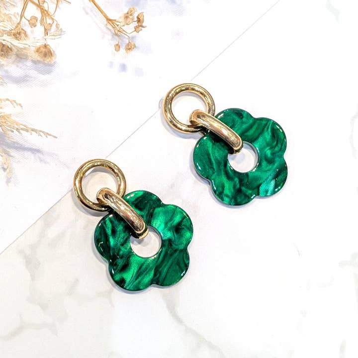 LOLO & YAYA - Wholesale Dangle Earrings - Candida acrylic flower earrings in stainless steel6