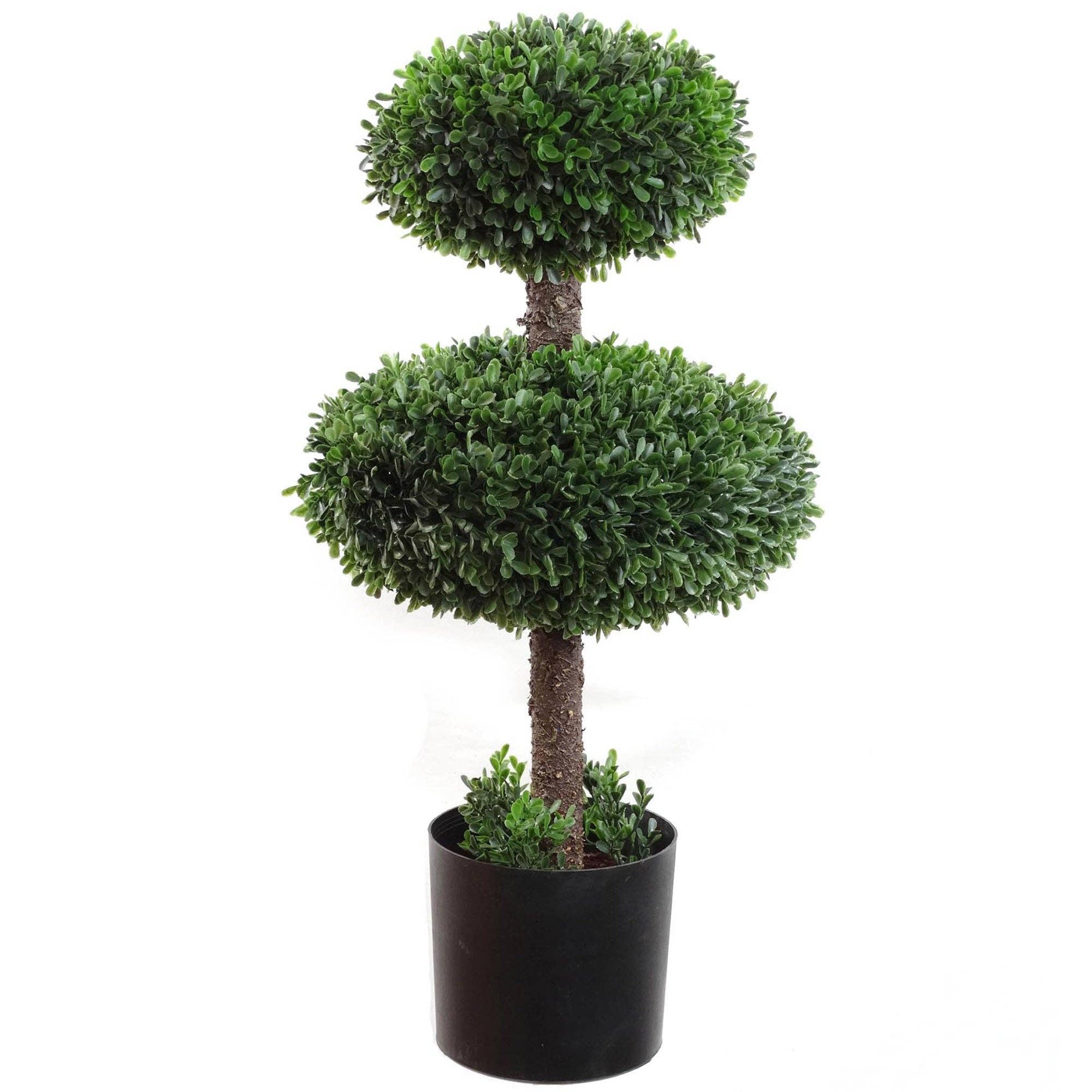 Larksilk - Wholesale Artificial Plant - Elegant 27" Double Ball Boxwood Topiary Faux0