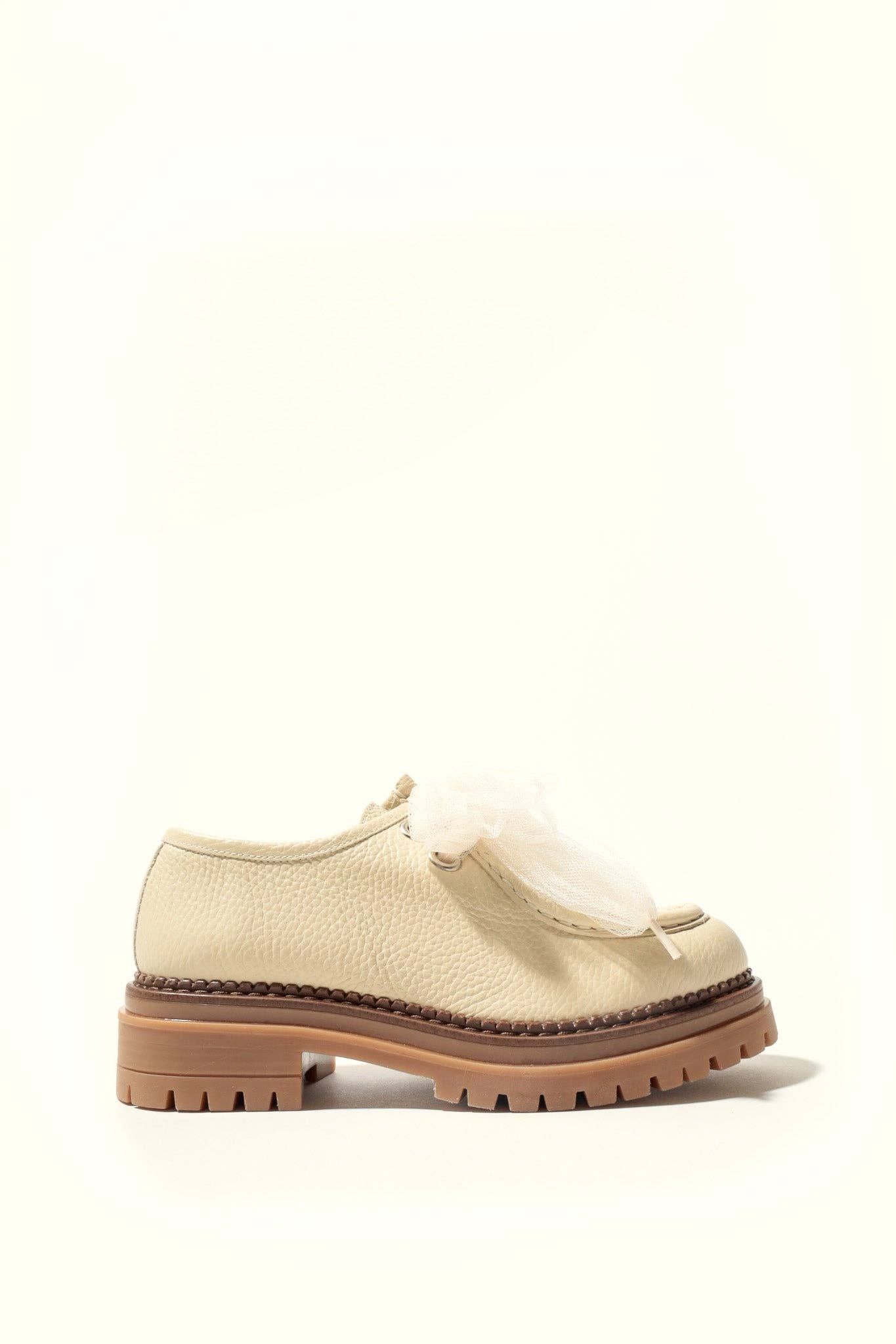 KMB Shoes - Vente Ballerines – femme - ODDA LATTE - Chaussures Wallabee à semelle épaisse avec lacets en tulle1
