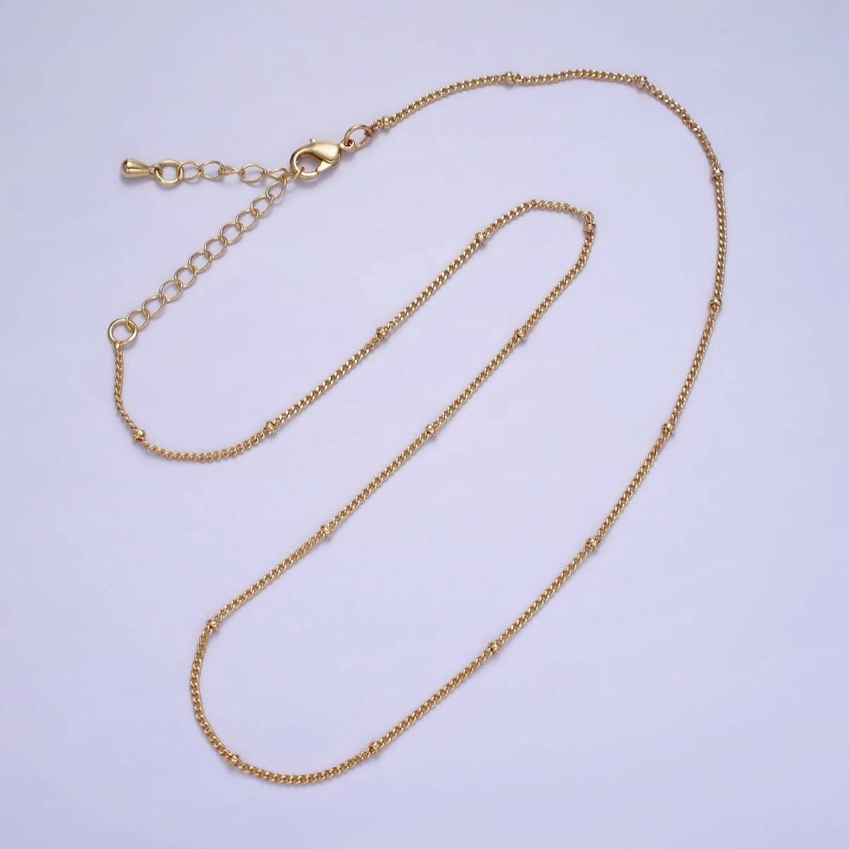 Aim Eternal – wholesale Link & chain necklace – 14K Gold Filled 1.8mm Satellite Curb Chain 17 Inch Necklace w. Extender in Gold & Silver | WA-2455 WA-24560