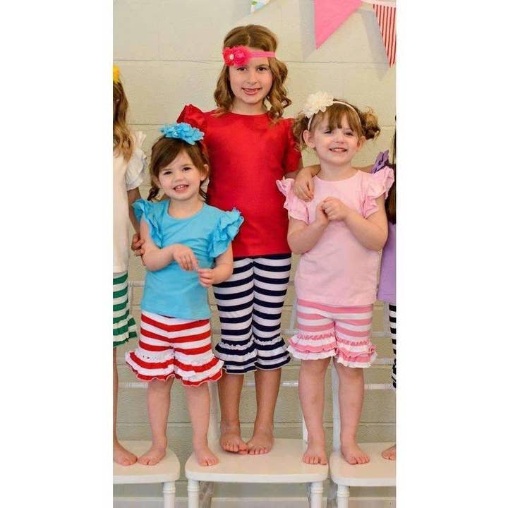 Striped Ruffle Shorties Shorts for wholesale by Adorable Essentials