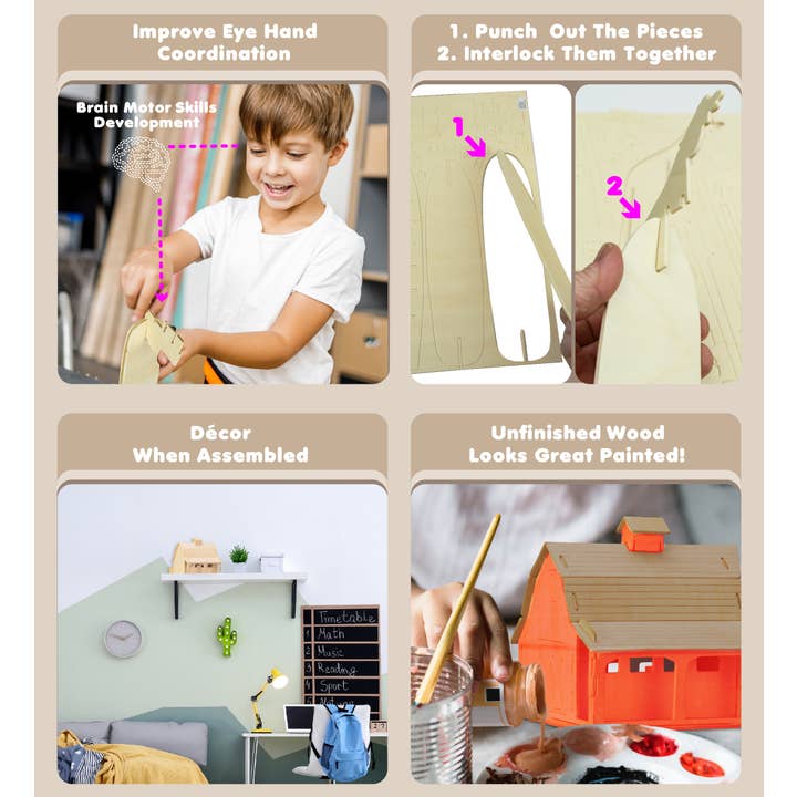 Cota Global - Wholesale Puzzle - Kids - 3D Puzzles - Farm Barn2