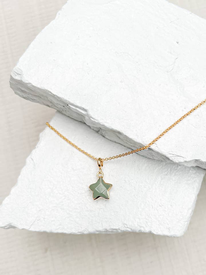 Aventurine Star Gold Plated Necklace for wholesale by Roc Jewellery
