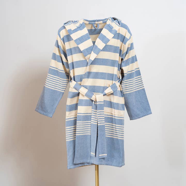 Bathrobe Turkish Cotton LightWeight Summer Hood Kimono Robe for wholesale by Kikoya