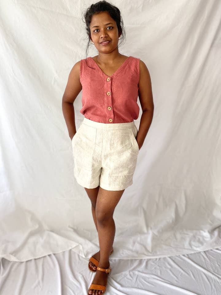 The Indi Shorts in Linen for wholesale by Swahlee