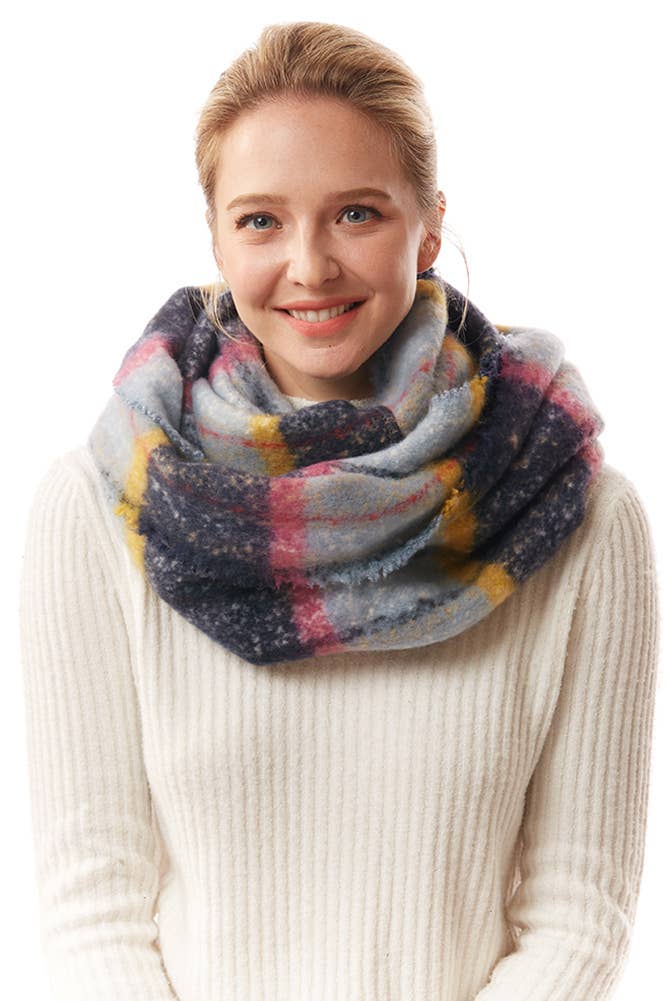 Hana - Wholesale Scarf - Women's - Colorful Plaid Infinity Scarf3