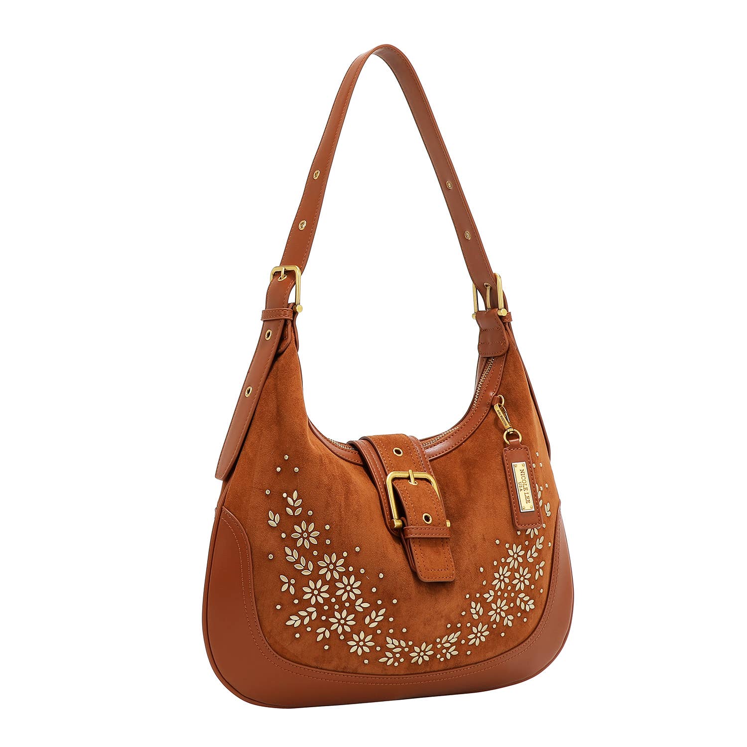 Nicole Lee USA – wholesale Shoulder bag – women's – FLORAL LEAF CRESCENT SHOULDER BAG

9