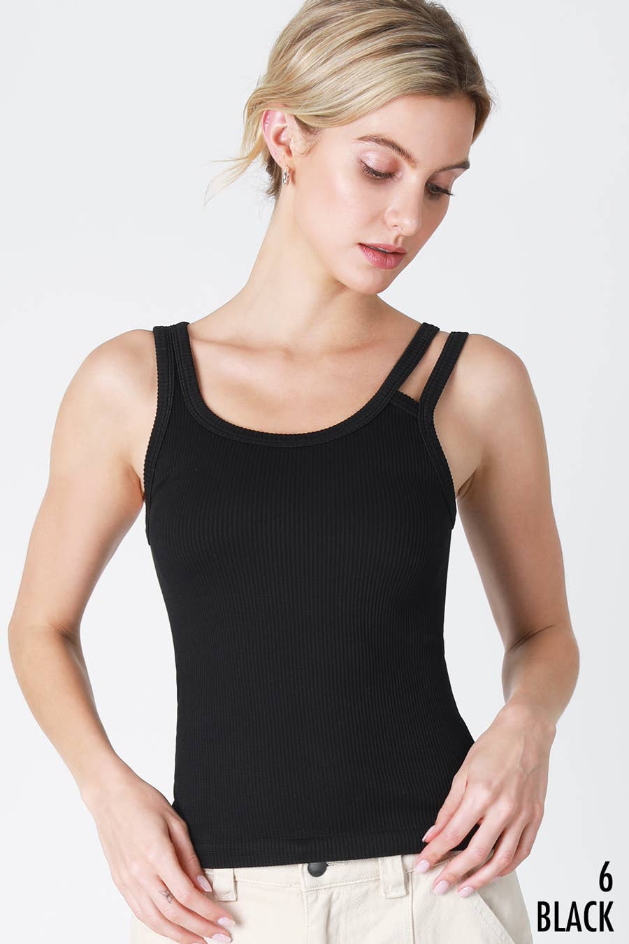 NIKIBIKI – Großhandel Tanktop – Damen – NS8212 - Geripptes Tanktop mit Doppelriemen12