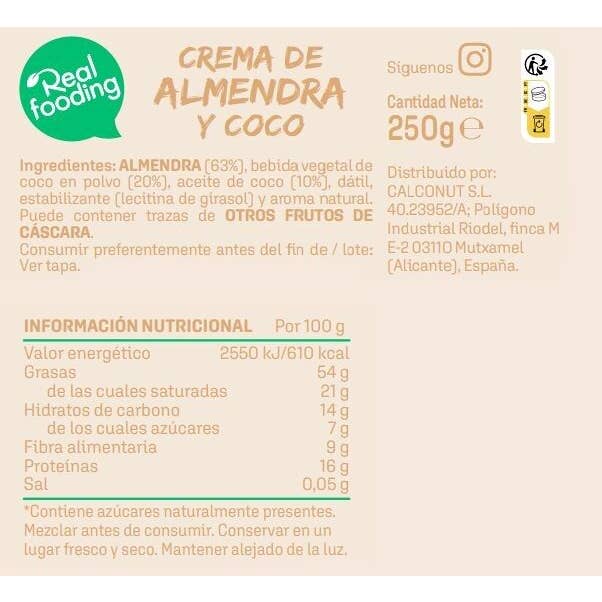 Nut & Me - Vente Beurres de noix - Crème de Coco et Amandes 250G