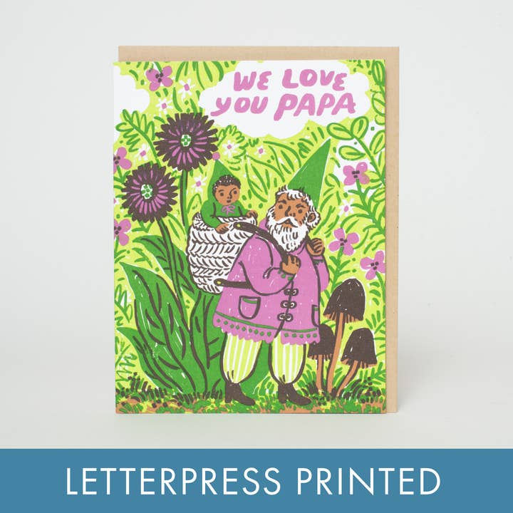 Egg Press Manufacturing - Wholesale Father's Day Card - Gnome Father's Day Letterpress Greeting Card by Phoebe Wahl