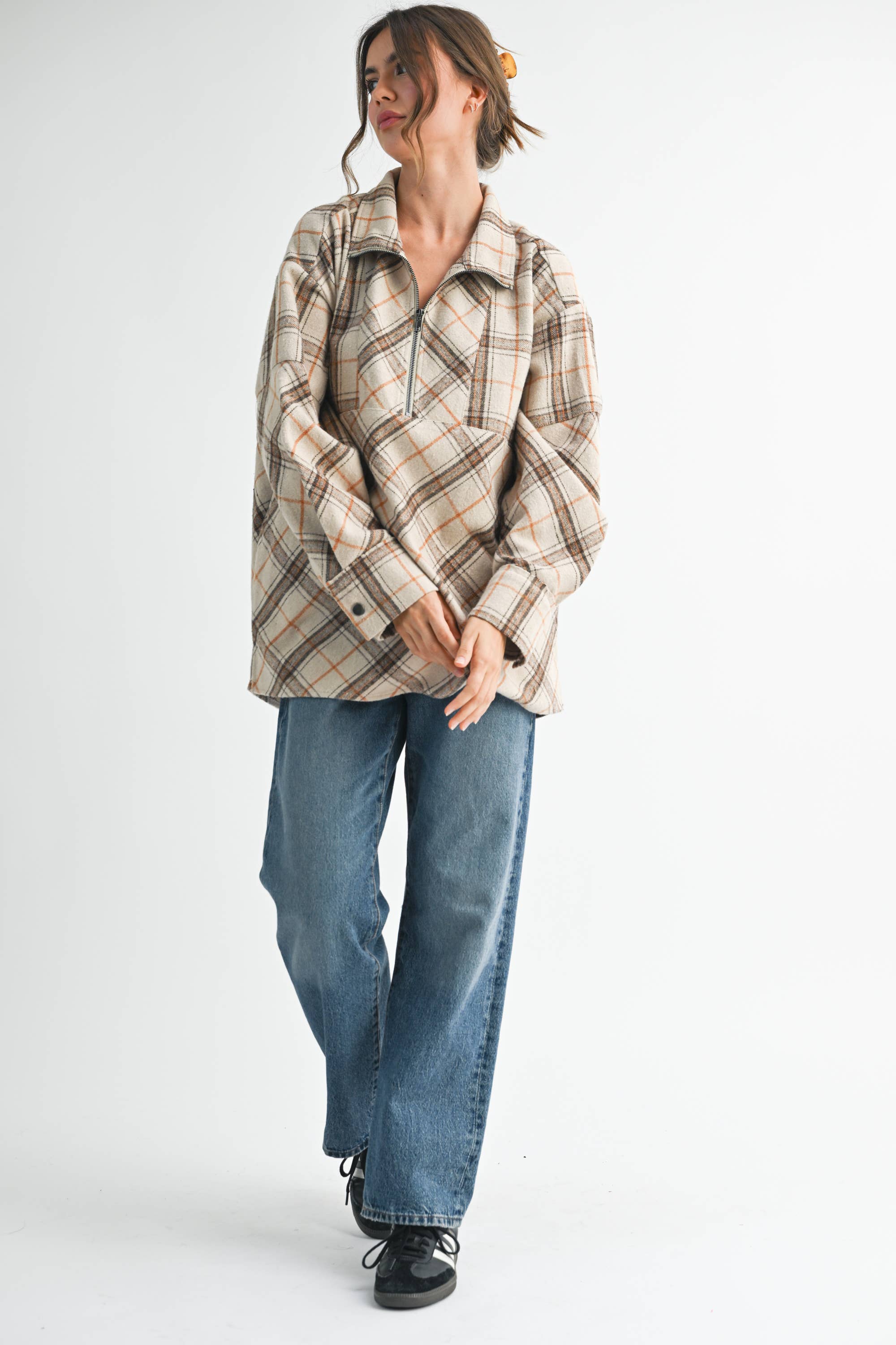 AEMI + CO - Wholesale Sweatshirt - Women's - 8421EK Mya Plaid Pullover 124